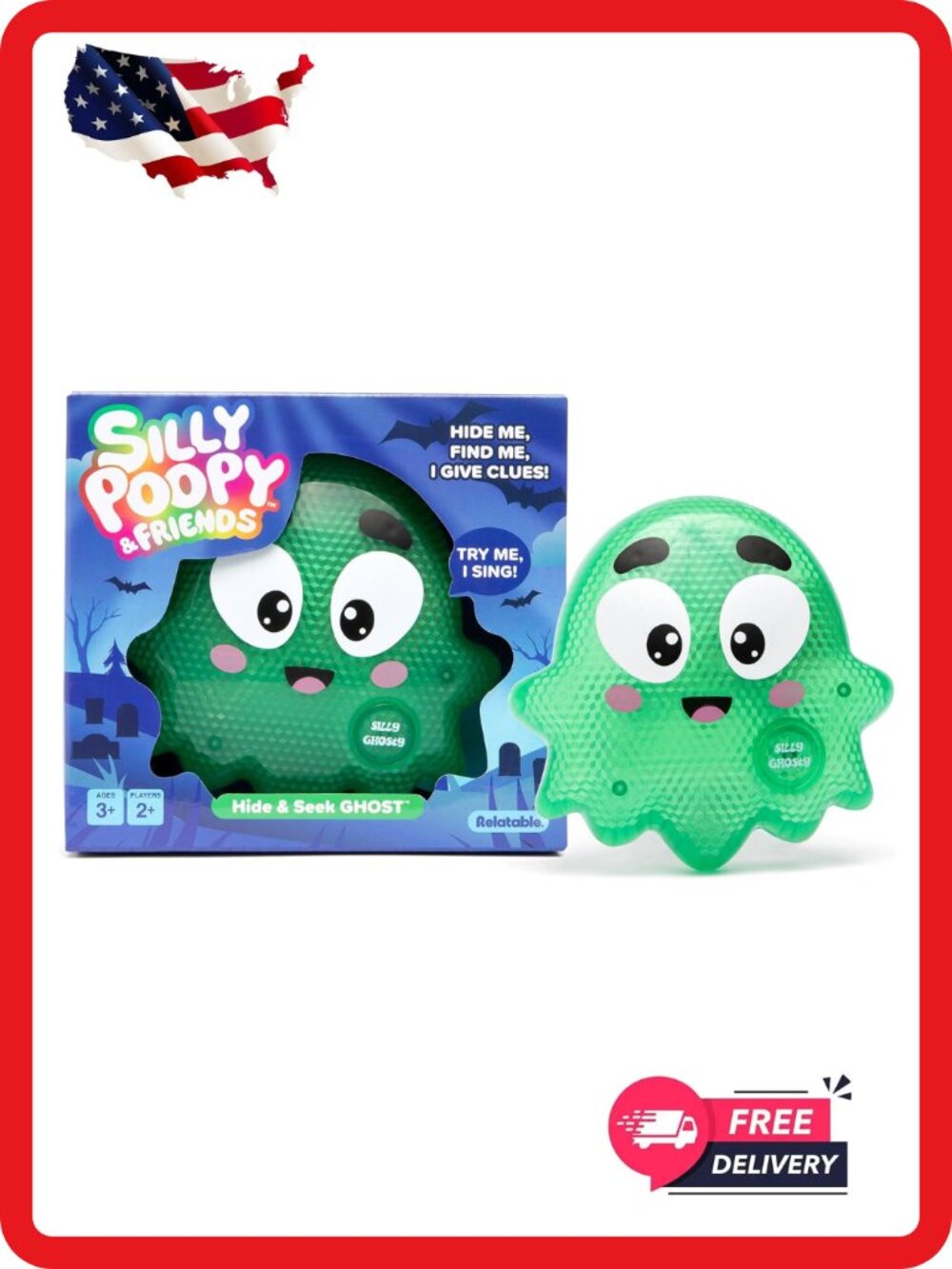 Silly Poopy Friends Hide Seek Ghost Game Relatable Toddler Learning Toy